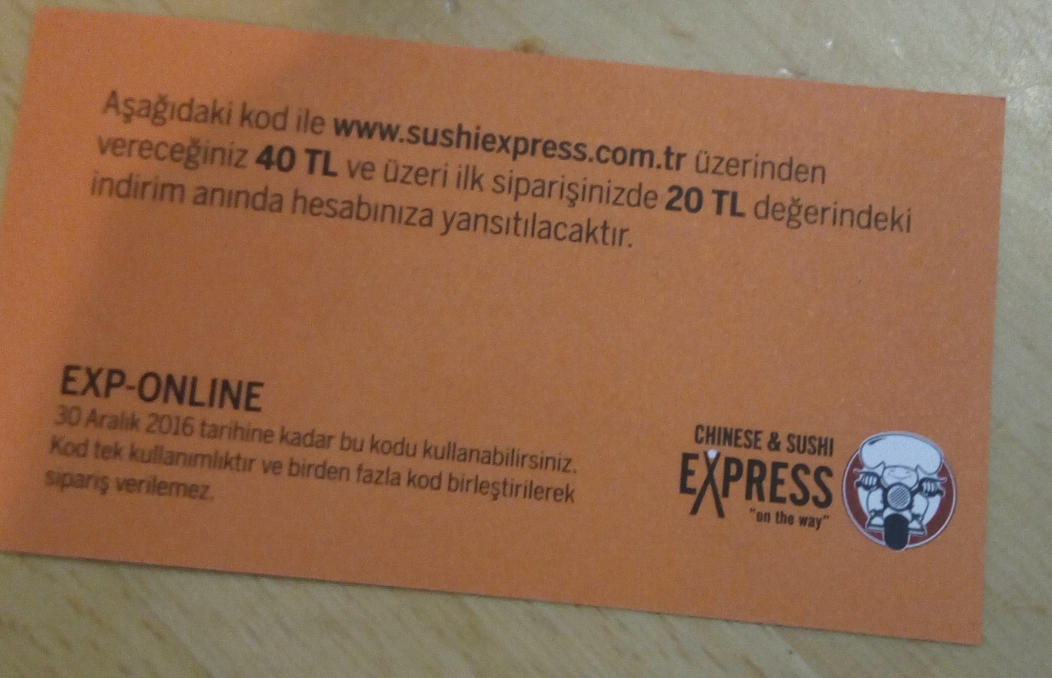 Chinese&amp;Sushi Express 40 TL üzeri 20 TL indirim » Sayfa 1 1