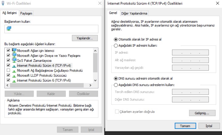 Windows 10 DNS değiştirme