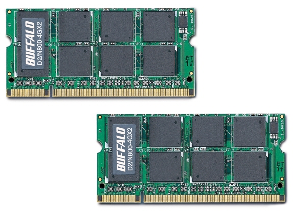 Buffalo dizüstü bilgisayarlar için 8GB kapasiteli DDR2 SO-DIMM kit hazırladı