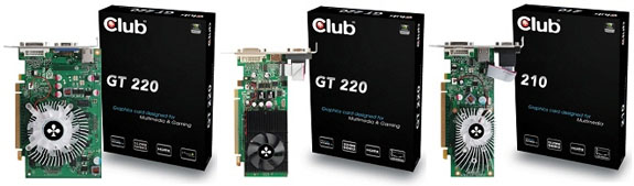 Club3D GeForce 210 ve GeForce GT220 modellerini duyurdu