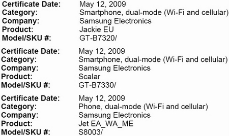 Samsung'dan üç farklı telefon yolda; B7320 - B7330 - S8003