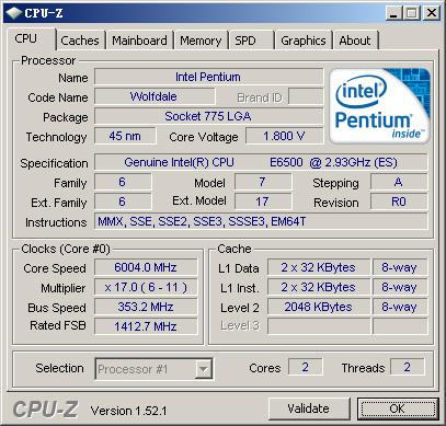 Intel'in çift çekirdekli Pentium E6500K işlemcisi 6GHz'e çıkartıldı