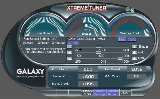 Galaxy'den ekran kartları için hız aşırtma uygulaması; Xtreme Tuner