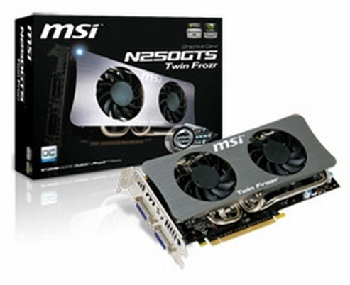 MSI fabrika çıkışı hız aşırtmalı GeForce GTS 250 Twin Frozr OC modellerini duyurdu