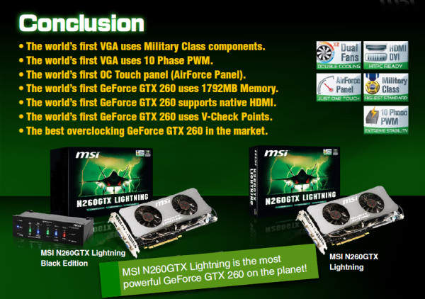 MSI'ın GeForce GTX 260 yorumu; Lightining