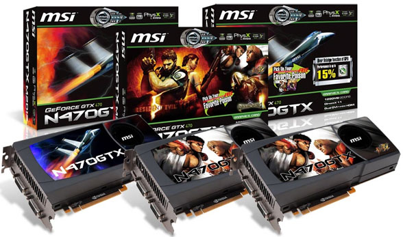 MSI GeForce GTX 470 ve GeForce GTX 480 modellerini tanıttı