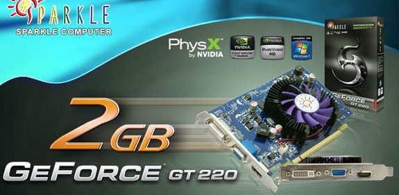 Sparkle 2GB bellekli GeForce GT 220 modelini duyurdu