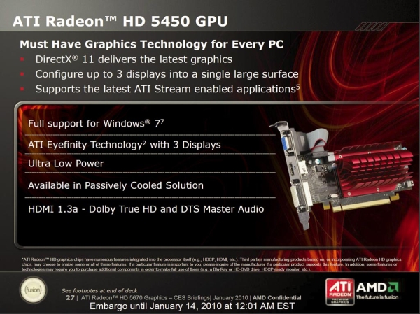 ATi Radeon HD 5450'nin teknik özellikleri gün ışığına çıktı