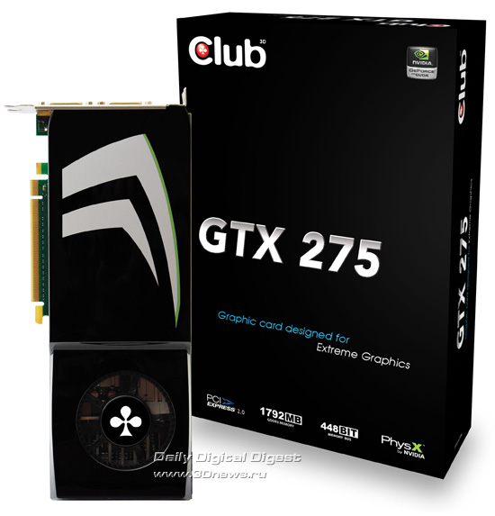 Club 3D, 1.8GB GDDR3 bellekli GeForce GTX 275 modelini duyurdu