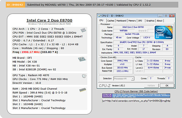 3.5GHz'de çalışan Core 2 Duo E8700 gün ışığına çıktı