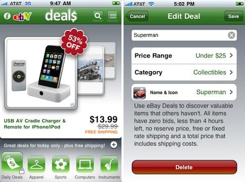 eBay’den iPhone OS için “eBay Deal$” uygulaması