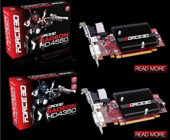 Force3D Radeon HD 4550 ve HD 4350 modellerini kullanıma sunuyor
