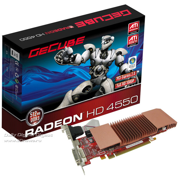 GeCube'den düşük profilli ve pasif soğutmalı Radeon HD 4550