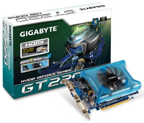 Gigabyte fabrika çıkışı hız aşırtmalı GeForce G210 ve GeForce GT220 modellerini tanıttı