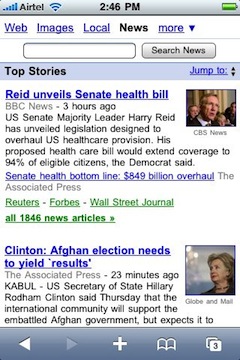 Google News artık iPhone, Android ve Pre uyumlu