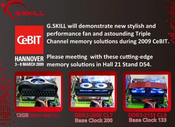 CeBIT 2009: G.Skill aktif soğutmalı DDR3 bellek kitlerini tanıtacak