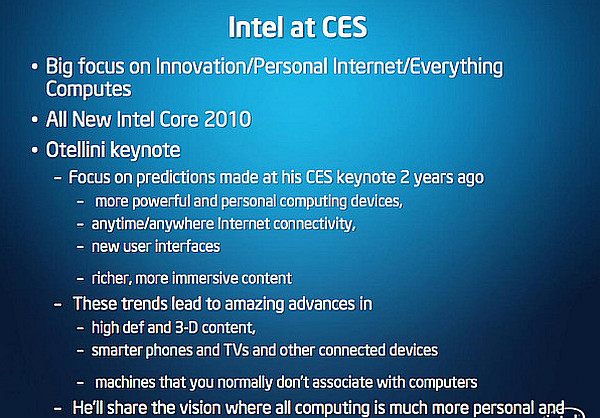 Intel'in CES 2010 fuar programı açıklandı