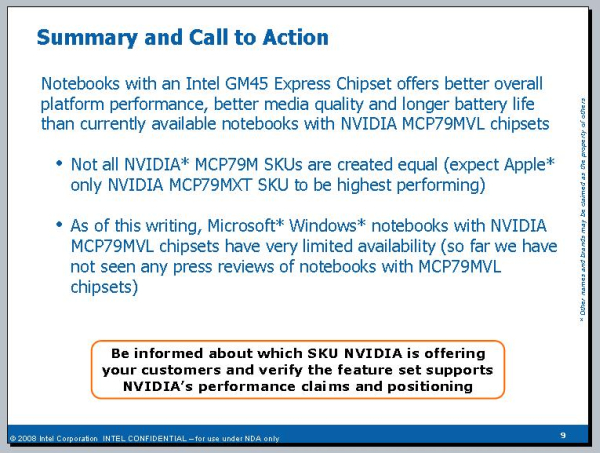 Intel: GM45 yonga seti Nvidia MCP79VML'den daha başarılı