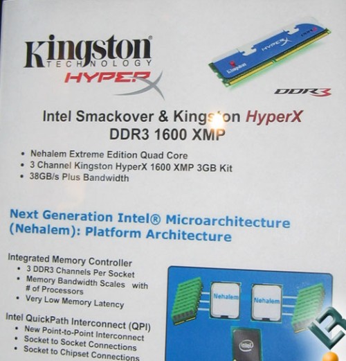 Kingston Nehalem için 3 kanal DDR3 kitleri hazırlıyor