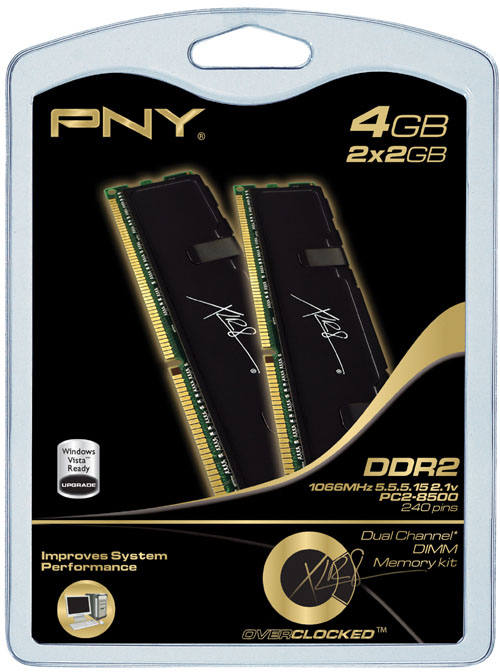 PNY, XLR8 0C serisi 4GB'lık DDR2 bellek kitini kullanıma sunuyor