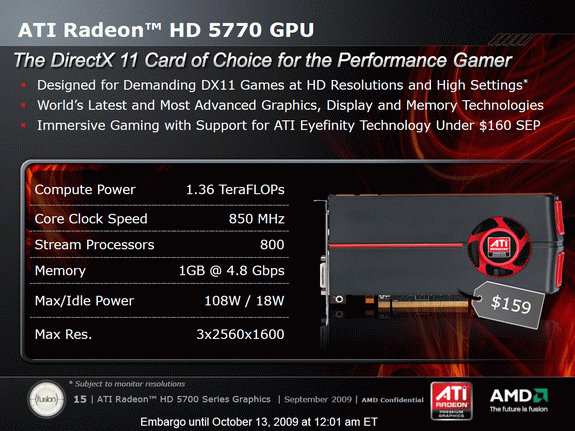 ATi Radeon HD 5770 159$'lık etiket fiyatıyla satışa sunulacak