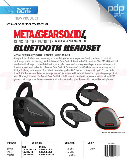 Metal Gear Solid Bluetooth kulaklık; oyunun fanatiklerine