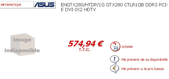 Asus GeForce GTX 280 Avrupa fiyat listelerinde görünmeye başladı