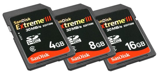 SanDisk Extreme III serisi yüksek performanslı SDHC kartlarını duyurdu