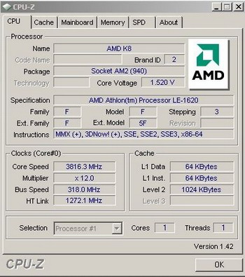 AMD Athlon64 LE-1620 işlemcisinin hız aşırtma potansiyeli