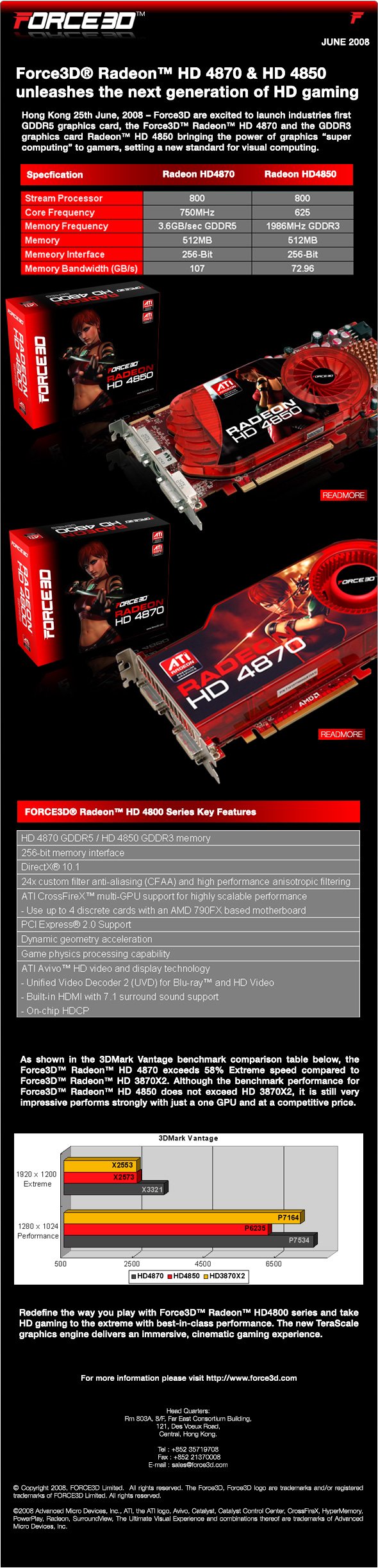 Force3D Radeon HD 4850 ve HD 4870 modellerini duyurdu
