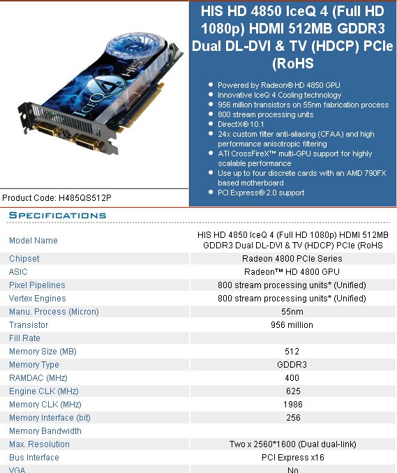 HIS, Radeon HD 4850 ICEQ4 modelini duyurdu