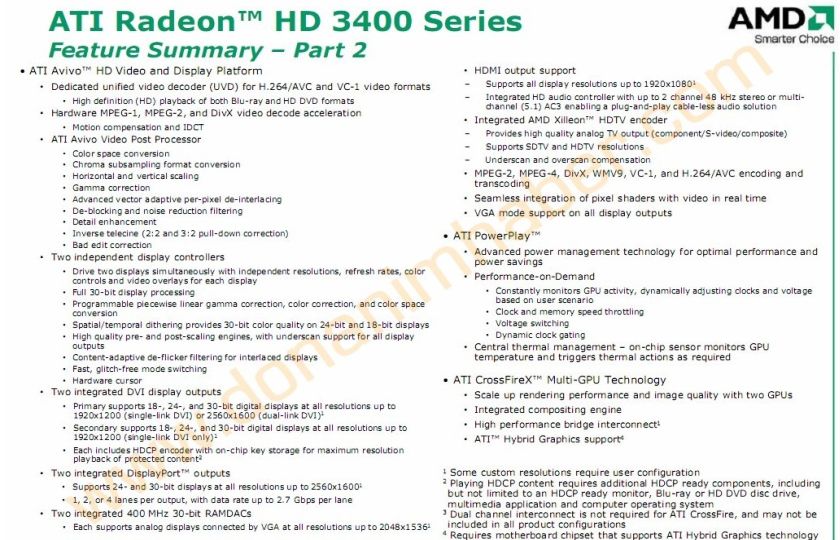 ATi HD 3400 serisi (R620) hakkında resmi bilgi ve detaylar