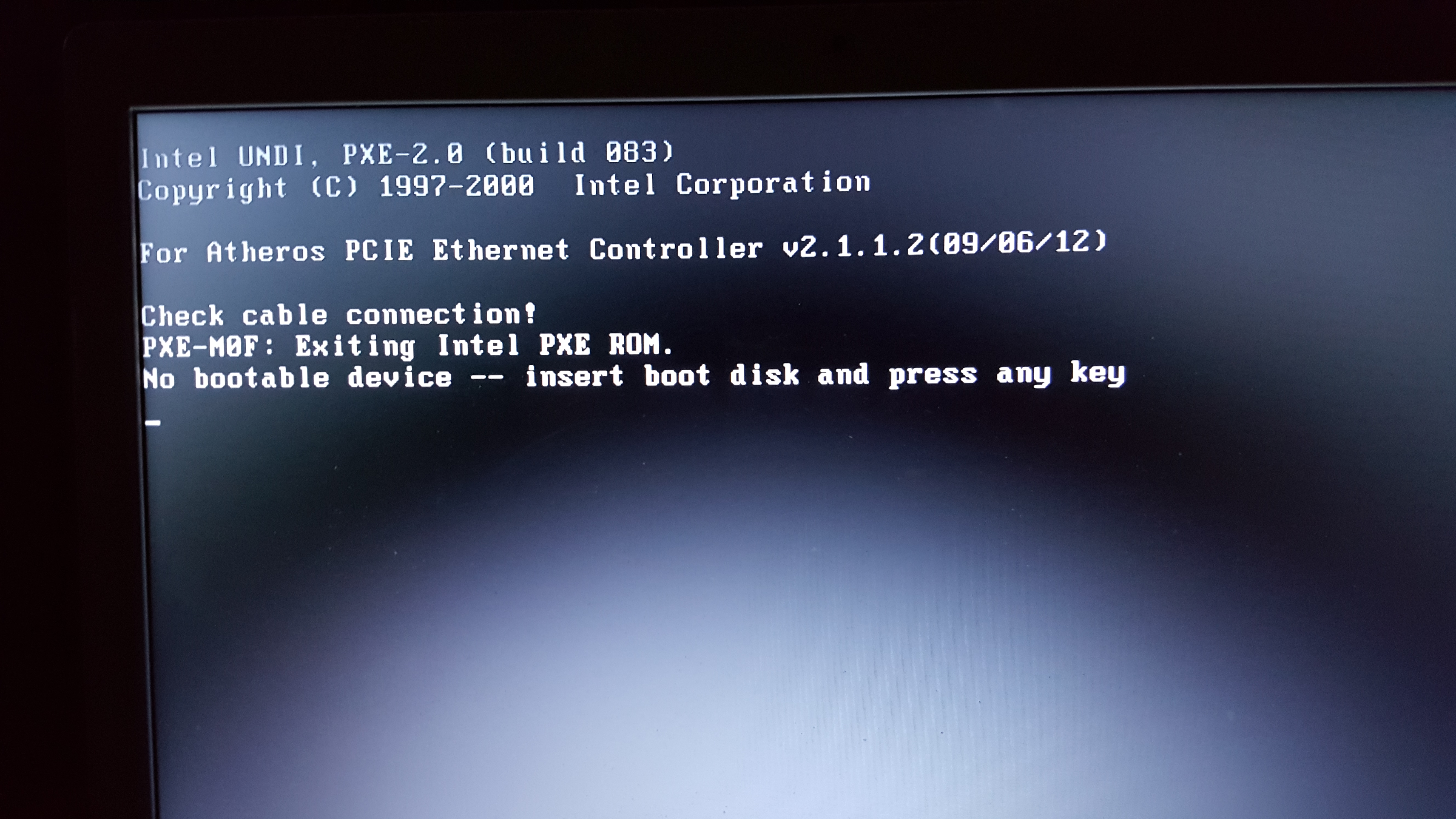 Pxe mof exiting pxe rom