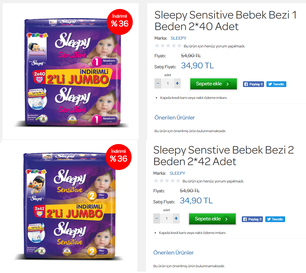 Carrefoursa Sleepy 2 Paket Bebek Bezi 35TL » Sayfa 1 1