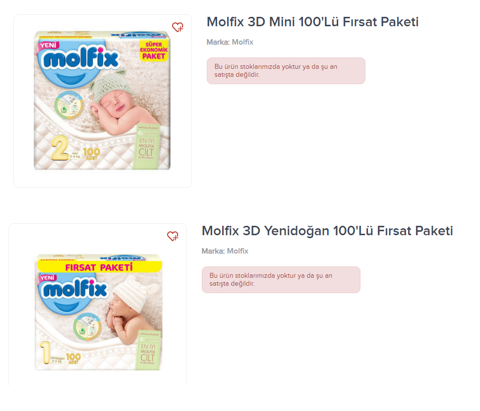 Migros Molfix Bebek Bezi 100�lü 12 numara 38.90 TL » Sayfa 1 1