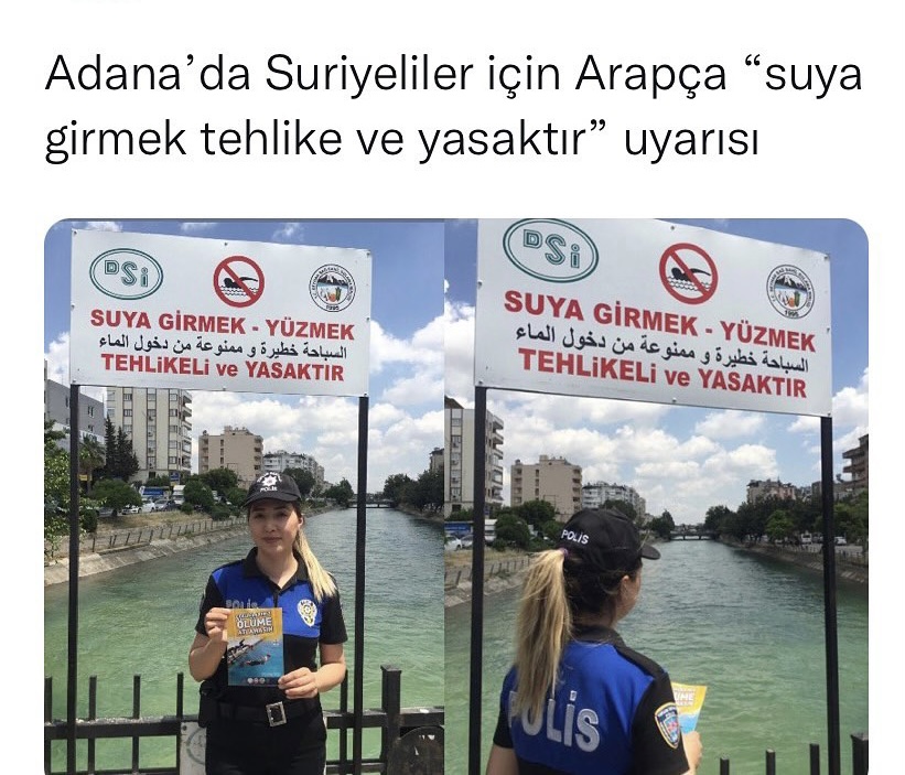 Adana’da Suriyeliler Kanala Girmesin Amacıyla DSİ Tarafından Arapça