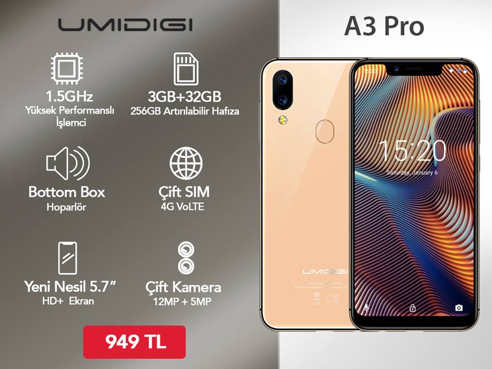 UMIDIGI Türkiye'de resmi satışa Z2 Pro, ONE Pro, A3 Pro ile başlamış.