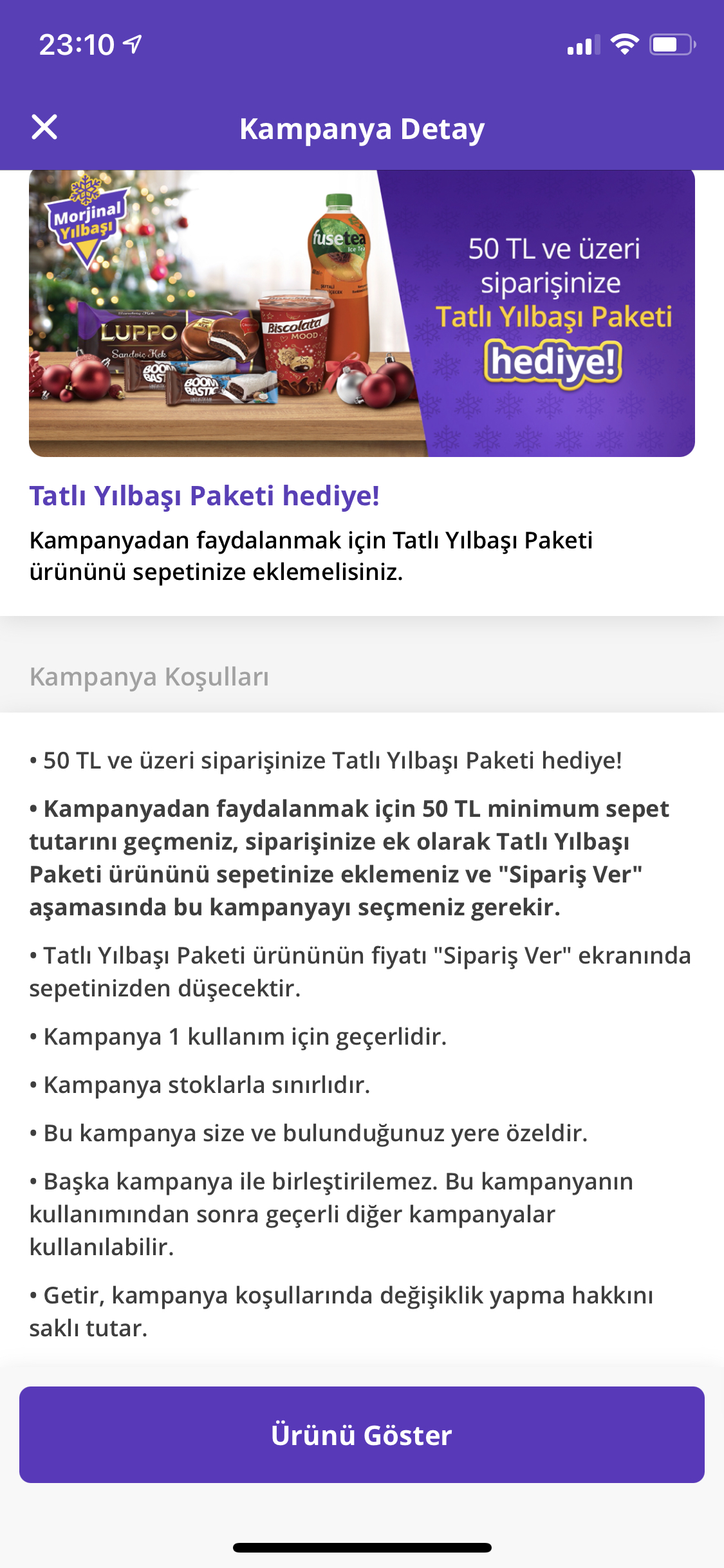 Getir 50tl alışverişe Tatlı yılbaşı paketi hediye | DonanımHaber Forum