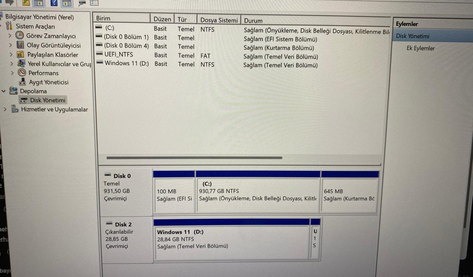 Format sonrası 2. SSD'm "D:" Gözükmüyor