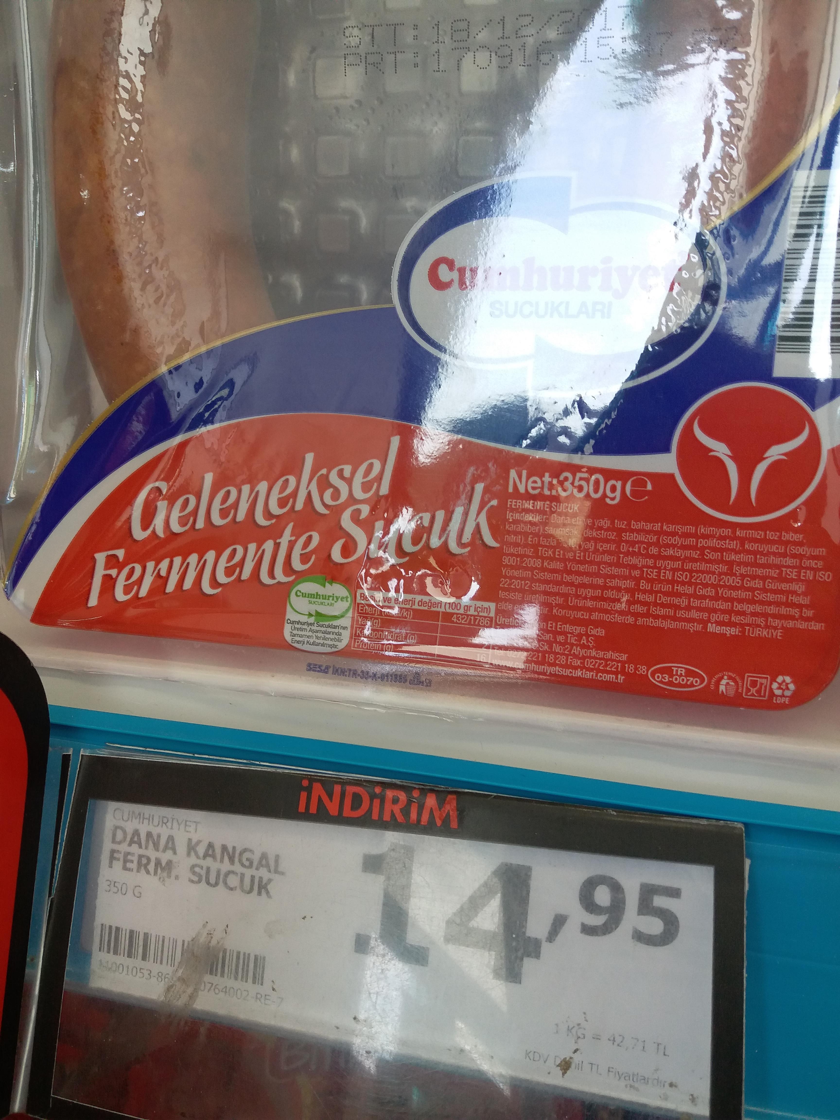 350 gr Fermente Cumhutiyet 14,95 / 250 gr Baştacı et döner 5,95 A101